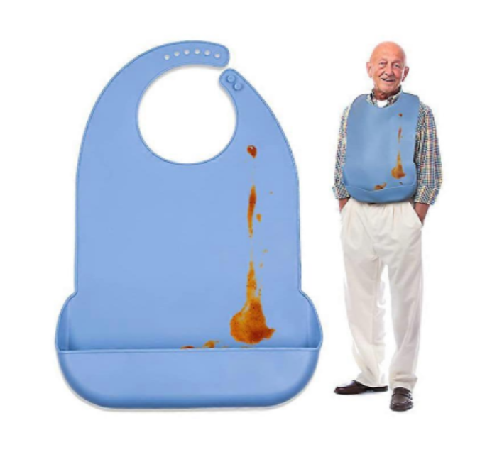 Waterproof Adult Bib W/Food Catcher - Image 2